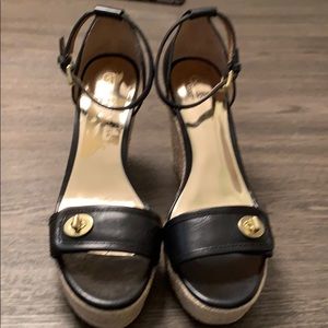 Coach Black and Gold Wedges